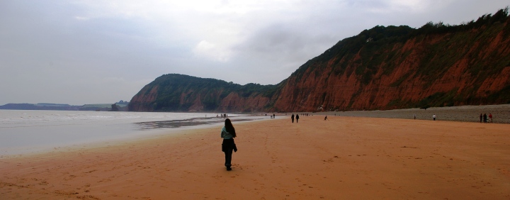 The ol' Trouble and Strife walking along the orange sands of Jacob's Ladder Beach