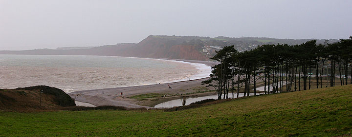 The River Otter and Budleigh Salterton on a grey and cold January day.