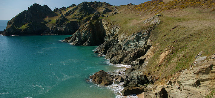 Prawle Point, south Devon on a warm and sunny day in March.