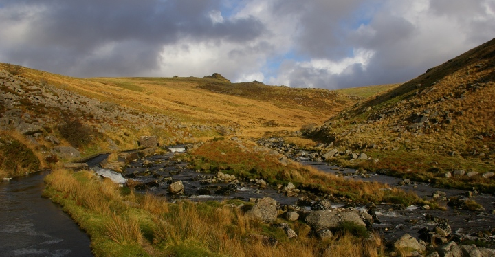 The River Tavy high up on Dartmoor on a bright and breezy November day.