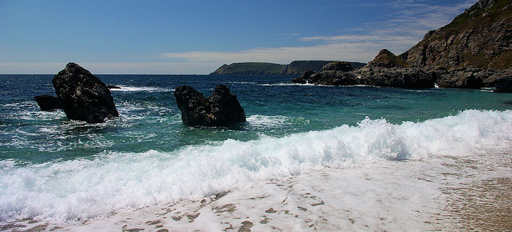 A south Devon beach near East Prawle on a hot July day.