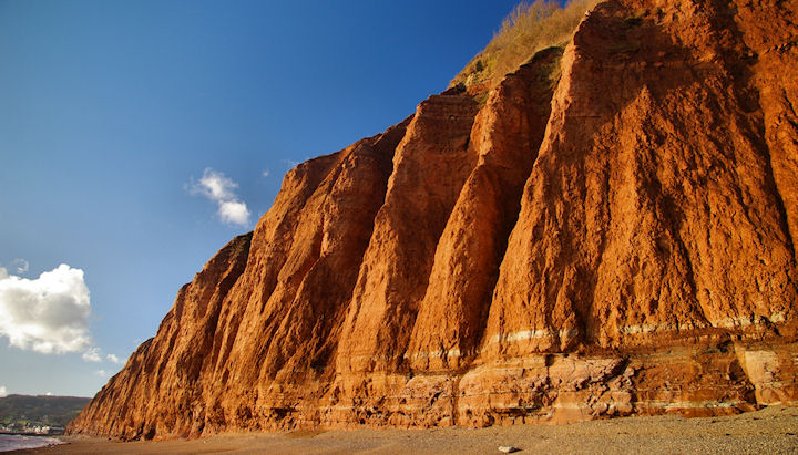 The impressive Triassic sandstone cliffs just east of Sidmouth, taken on a sunny December day.